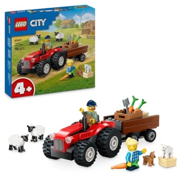 LEGO City Traktor mit Anhänger - Bauernhof Spielzeug mit Traktor & Tierfiguren - Montessori Spielsets für Jungen und Mädchen ab 4 Jahren - Geschenk mit 2 Minifiguren 60461 - 1