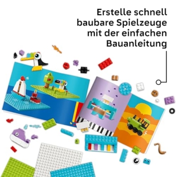 LEGO Classic Creative Build-and-Play Box - Colourful Bricks Set - Build a House, Dog, Fire Engine Toy, Piano Keyboard, Clouds & Rainbow - Arts and Crafts Kit for 5+ Year Old Boys & Girls - 11044 - 5