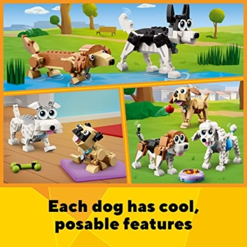 LEGO Creator 3 in 1 Entzückende Hunde Set 31137 mit Dackel, Mops, Pudelfiguren, Tierbauspielzeug für Kinder ab 7 Jahren, Geschenk für Hundeliebhaber, Ostergeschenkidee - 5