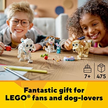 LEGO Creator 3 in 1 Entzückende Hunde Set 31137 mit Dackel, Mops, Pudelfiguren, Tierbauspielzeug für Kinder ab 7 Jahren, Geschenk für Hundeliebhaber, Ostergeschenkidee - 7