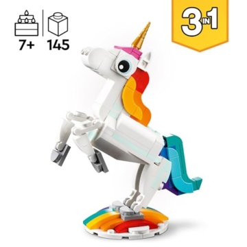 LEGO Creator 3-in-1 Magisches Einhorn - Spielzeug mit Minifiguren - Tierfigur verwandelt Sich in EIN Seepferdchen oder einen Pfau - Kreatives Geschenk für Mädchen und Jungen ab 7 Jahren - 31140 - 2