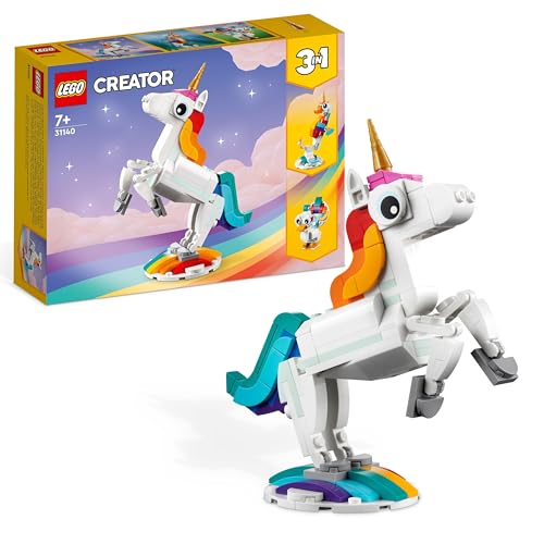 LEGO Creator 3-in-1 Magisches Einhorn - Spielzeug mit Minifiguren - Tierfigur verwandelt Sich in EIN Seepferdchen oder einen Pfau - Kreatives Geschenk für Mädchen und Jungen ab 7 Jahren - 31140 - 1
