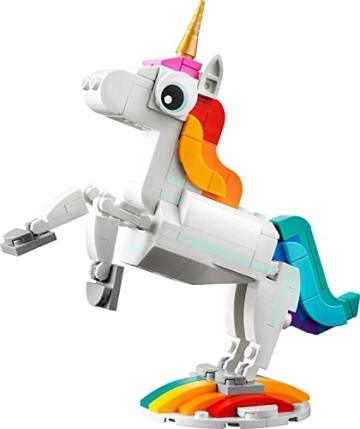 LEGO Creator 3 in 1 Magisches Einhorn Spielzeug, Verwandelt von Einhorn zu Seepferdchen zu Pfau, Regenbogen Tierfiguren Einhorn Geschenk für Enkelkinder Mädchen Jungen Spielzeug zum Zusammenbauen - 6