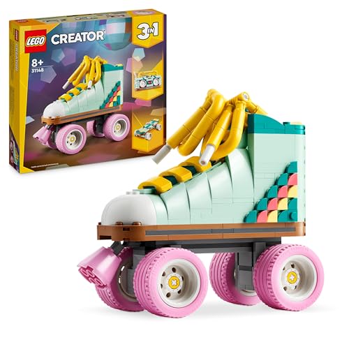 LEGO Creator 3-in-1 Retro Rollschuh – Spielzeug zum Bauen und Ausstellen - Verwandelt sich in ein Mini-Skateboard oder ein Boombox Radio – Kreatives Geschenk für Mädchen und Jungen ab 8 Jahren – 31148 - 1