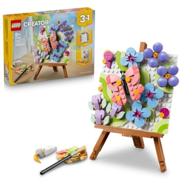 LEGO Creator 3-in-1-Set Deko-Blumengemälde - 3D Modellbau - 3 Bauoptionen: Gemälde, Bilderrahmen oder Flamingo Skizze - Kinderzimmer Deko - Geschenkidee für Kinder ab 8 Jahren - 31390 - 1