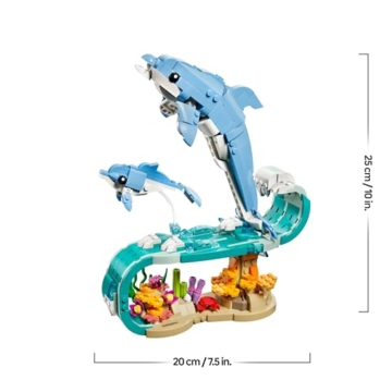 LEGO Creator 3-in-1-Set Meerestiere: Wunderschöne Delfine - Tierfiguren - Set mit 3 Optionen: Delfine, Seepferdchen & Krabbe - Spielzeug für Kinder ab 9 Jahren - Geschenk für Mädchen & Jungen - 31385 - 8