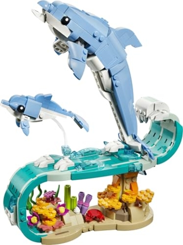 LEGO Creator 3-in-1-Set Meerestiere: Wunderschöne Delfine - Tierfiguren - Set mit 3 Optionen: Delfine, Seepferdchen & Krabbe - Spielzeug für Kinder ab 9 Jahren - Geschenk für Mädchen & Jungen - 31385 - 10