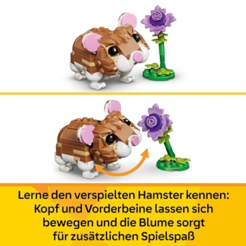LEGO Creator 3-in-1-Set Niedlicher Hamster mit Blume - Kinderspielzeug mit Tierfigur - Hamster Konstruktionsspielzeug - Mint Spielzeug mit 3 Bauoptionen - Geschenk für Jungen und Mädchen - 31376 - 5