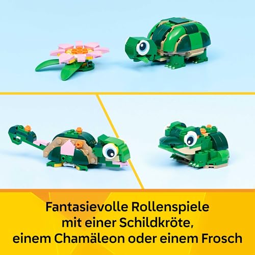 LEGO Creator 3-in-1-Set Schildkröte mit Seerose - Spielzeug Set mit 3 Baumöglichkeiten: Schildkröte, Chamäleon & Frosch - Tierfiguren für Kinder ab 7 Jahren - Geschenk für Mädchen & Jungen - 31377 - 3