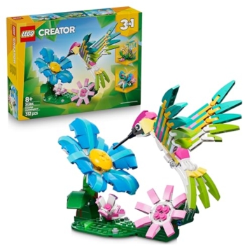 LEGO Creator 3-in-1-Set Wilde Tiere: Bunter Kolibri - Tier Modellbau & Konstruktionsspielzeug - Bauset mit 3 Bauoptionen: Kolibri, Schmetterling oder Fisch - Kreatives Geschenk für Kinder - 31384 - 1