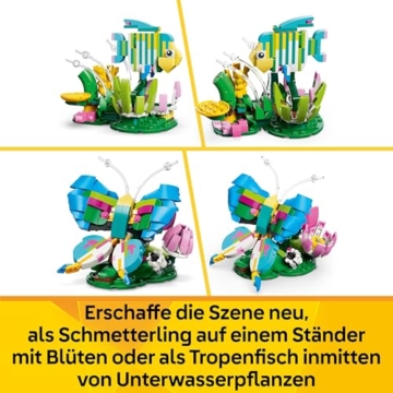 LEGO Creator 3-in-1-Set Wilde Tiere: Bunter Kolibri - Tier Modellbau & Konstruktionsspielzeug - Bauset mit 3 Bauoptionen: Kolibri, Schmetterling oder Fisch - Kreatives Geschenk für Kinder - 31384 - 6