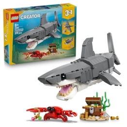 LEGO Creator 3-in-1-Set Wilder Hai mit Schatztruhe - Kreatives Spielzeug & Konstruktionsspielzeug - Meerestiere Bauset mit Hai Figur - Geschenk für Kinder ab 8 Jahren mit 3 Bauoptionen - 31381 - 1