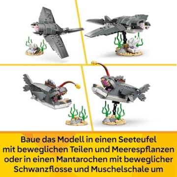 LEGO Creator 3-in-1-Set Wilder Hai mit Schatztruhe - Kreatives Spielzeug & Konstruktionsspielzeug - Meerestiere Bauset mit Hai Figur - Geschenk für Kinder ab 8 Jahren mit 3 Bauoptionen - 31381 - 5