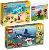 Lego Creator 3er Set: 31088 Bewohner der Tiefsee, 31128 Delfin und Schildkröte & 30581 Tropischer Papagei - 1