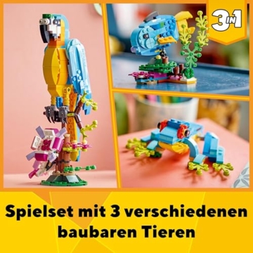 LEGO Creator 3in1 Exotischer Papagei - Konstruktionsspielzeug mit DREI Tierfiguren - Spielzeug mit Papagei, Fisch und Frosch Minifiguren - Kreatives Geschenk für Mädchen und Jungen ab 7 Jahren 31136 - 3