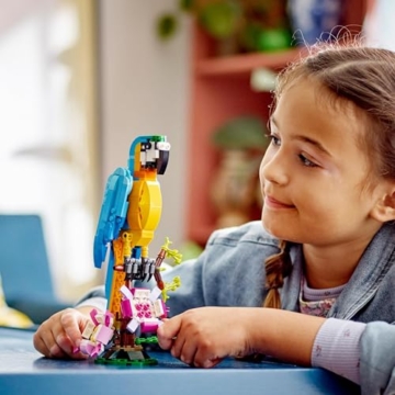 LEGO Creator 3in1 Exotischer Papagei - Konstruktionsspielzeug mit DREI Tierfiguren - Spielzeug mit Papagei, Fisch und Frosch Minifiguren - Kreatives Geschenk für Mädchen und Jungen ab 7 Jahren 31136 - 9