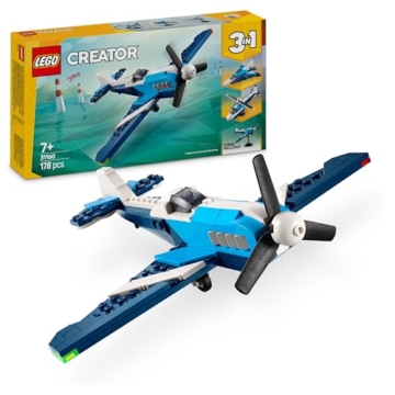LEGO Creator 3in1 Flieger: Rennflugzeug Spielzeug - Umbaubar in Jet oder Hubschrauber Modell - Fahrzeug Bauset für Jungen und Mädchen ab 7 Jahren - Geschenkidee zum Geburtstag 31160 - 1