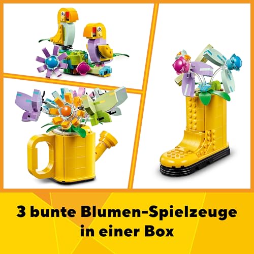 LEGO Creator 3in1 Gießkanne mit Blumen Set, Kinderzimmer-Deko, Baue eine Gießkanne mit Blumenstrauß, Gummistiefel oder 2 Spielzeug-Vögel, kreatives Geschenk für Mädchen und Jungen ab 8 Jahren 31149 - 3