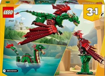 LEGO Creator 3in1 Grüner Drache - Spielzeug - Umbaubar in Spielzeug Seeschlange oder Phönix Figur - Bauspielzeug mit Tieren für Kinder - Geburtstagsgeschenk für Jungen und Mädchen ab 9 Jahren 31161 - 12