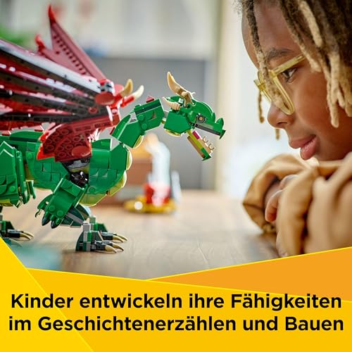 LEGO Creator 3in1 Grüner Drache - Spielzeug - Umbaubar in Spielzeug Seeschlange oder Phönix Figur - Bauspielzeug mit Tieren für Kinder - Geburtstagsgeschenk für Jungen und Mädchen ab 9 Jahren 31161 - 3