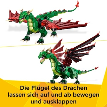 LEGO Creator 3in1 Grüner Drache - Spielzeug - Umbaubar in Spielzeug Seeschlange oder Phönix Figur - Bauspielzeug mit Tieren für Kinder - Geburtstagsgeschenk für Jungen und Mädchen ab 9 Jahren 31161 - 5