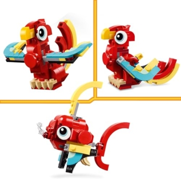LEGO Creator 3in1 Roter Drache, Spielzeug mit 3 Tierfiguren inkl. Roter Drache, Fisch und Phönix, Tiere-Set für Kinder, Geschenk für Jungs und Mädchen ab 6 Jahren 31145 - 4