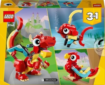 LEGO Creator 3in1 Roter Drache, Spielzeug mit 3 Tierfiguren inkl. Roter Drache, Fisch und Phönix, Tiere-Set für Kinder, Geschenk für Jungs und Mädchen ab 6 Jahren 31145 - 10