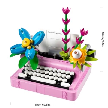 LEGO Creator 3in1 Schreibmaschine mit Blumen - umbaubar in eine Keytar oder einen Blumentopf mit Stift & Notizbuch – Kreatives Geburtstagsgeschenk für Mädchen und Jungen ab 8 Jahren – 31169 - 8