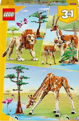 LEGO Creator 3in1 Tiersafari, Kreativ-Set mit Tierfiguren, 3 Baumöglichkeiten: Spielzeug-Giraffe, Gazellen und Löwe, Spielzeug-Tiere für Mädchen und Jungen, Natur-Geschenk für Kinder ab 9 Jahren 31150 - 12