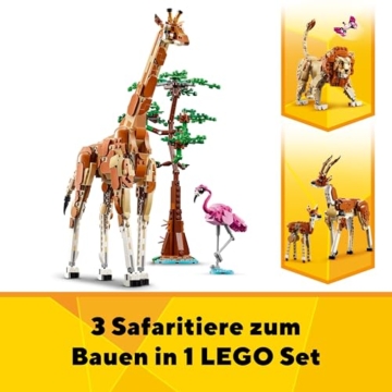 LEGO Creator 3in1 Tiersafari, Kreativ-Set mit Tierfiguren, 3 Baumöglichkeiten: Spielzeug-Giraffe, Gazellen und Löwe, Spielzeug-Tiere für Mädchen und Jungen, Natur-Geschenk für Kinder ab 9 Jahren 31150 - 3