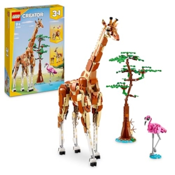 LEGO Creator 3in1 Tiersafari, Kreativ-Set mit Tierfiguren, 3 Baumöglichkeiten: Spielzeug-Giraffe, Gazellen und Löwe, Spielzeug-Tiere für Mädchen und Jungen, Natur-Geschenk für Kinder ab 9 Jahren 31150 - 1