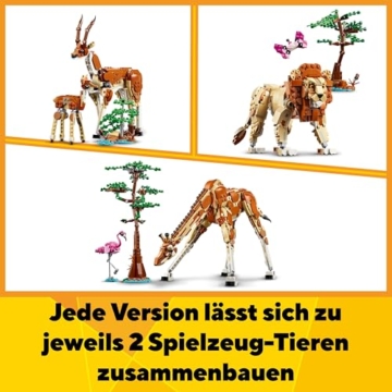 LEGO Creator 3in1 Tiersafari, Kreativ-Set mit Tierfiguren, 3 Baumöglichkeiten: Spielzeug-Giraffe, Gazellen und Löwe, Spielzeug-Tiere für Mädchen und Jungen, Natur-Geschenk für Kinder ab 9 Jahren 31150 - 5