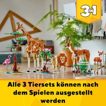 LEGO Creator 3in1 Tiersafari, Kreativ-Set mit Tierfiguren, 3 Baumöglichkeiten: Spielzeug-Giraffe, Gazellen und Löwe, Spielzeug-Tiere für Mädchen und Jungen, Natur-Geschenk für Kinder ab 9 Jahren 31150 - 6