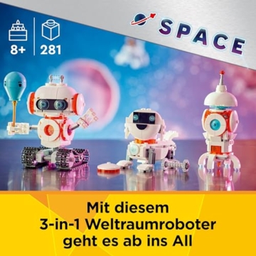 LEGO Creator 3in1 Weltraum-Roboter - Spielzeug umbaubar in Hund Figur oder Modell Rakete - Bauset für Kinder - Raumfahrt Geschenkidee für Jungen und Mädchen ab 8 Jahren 31164 - 2