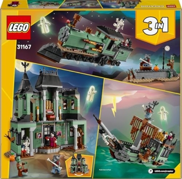 LEGO Creator Geisterhaus - 3-in-1 Spielzeug mit Haus - Bauset umbaubar in Schiff oder Zug - Mit 5 gruseligen Minifiguren - Cooles Halloweengeschenk für Jungen und Mädchen ab 9 Jahren - 31167 - 12