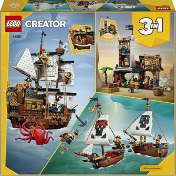 LEGO Creator Legendäres Piratenschiff Spielzeug - Modellbau mit 2 Bauoptionen - Burg oder 2 Zwillingsboote - Kinderzimmer Deko - Geburtstagsgeschenk für Jungen & Mädchen ab 9 Jahren - 31387 - 10