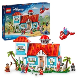 LEGO | Das Strandhaus aus „Lilo und Stitch“ - Spielzeug mit 6 Zimmern, Dachterrasse, Raumschiff und 5 Minifiguren - Geburtstagsgeschenk für Mädchen, Jungen & Fans ab 9 Jahren - 43268 - 1