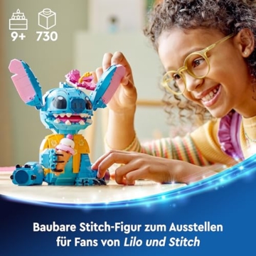 LEGO | Disney Stitch Spielzeug - Figur zum Spielen und Sammeln mit Einer Eistüte und Einer dekorativen Blume - Geschenk für Mädchen, Jungen und Lilo & Stitch Filmfans ab 9 Jahren - 43249 - 2