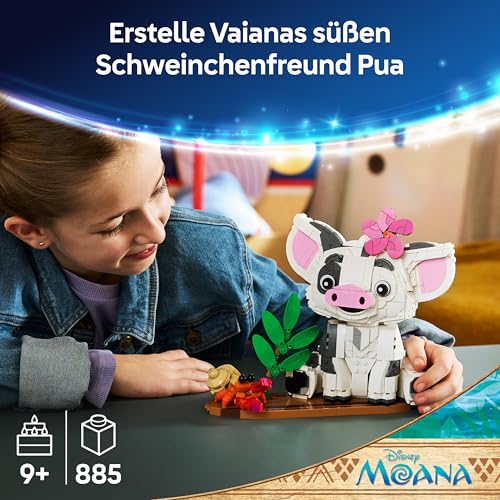 LEGO | Disney Vaiana Pua - Spielzeug Schwein mit Blume, Krabbe und Floßständer als Zimmerdeko - Geburtstagsgeschenk für Mädchen ab 9 Jahren und Filmfans - 43292 - 2