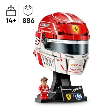 LEGO Editions Scuderia Ferrari HP Charles Leclerc Helm - F1 Merchandise - Ausstellungsmodell Bausatz mit sammelbarer Minifigur - Geschenk für Jungen ab 14 Jahren und Erwachsene Motorsportfans - 43014 - 2