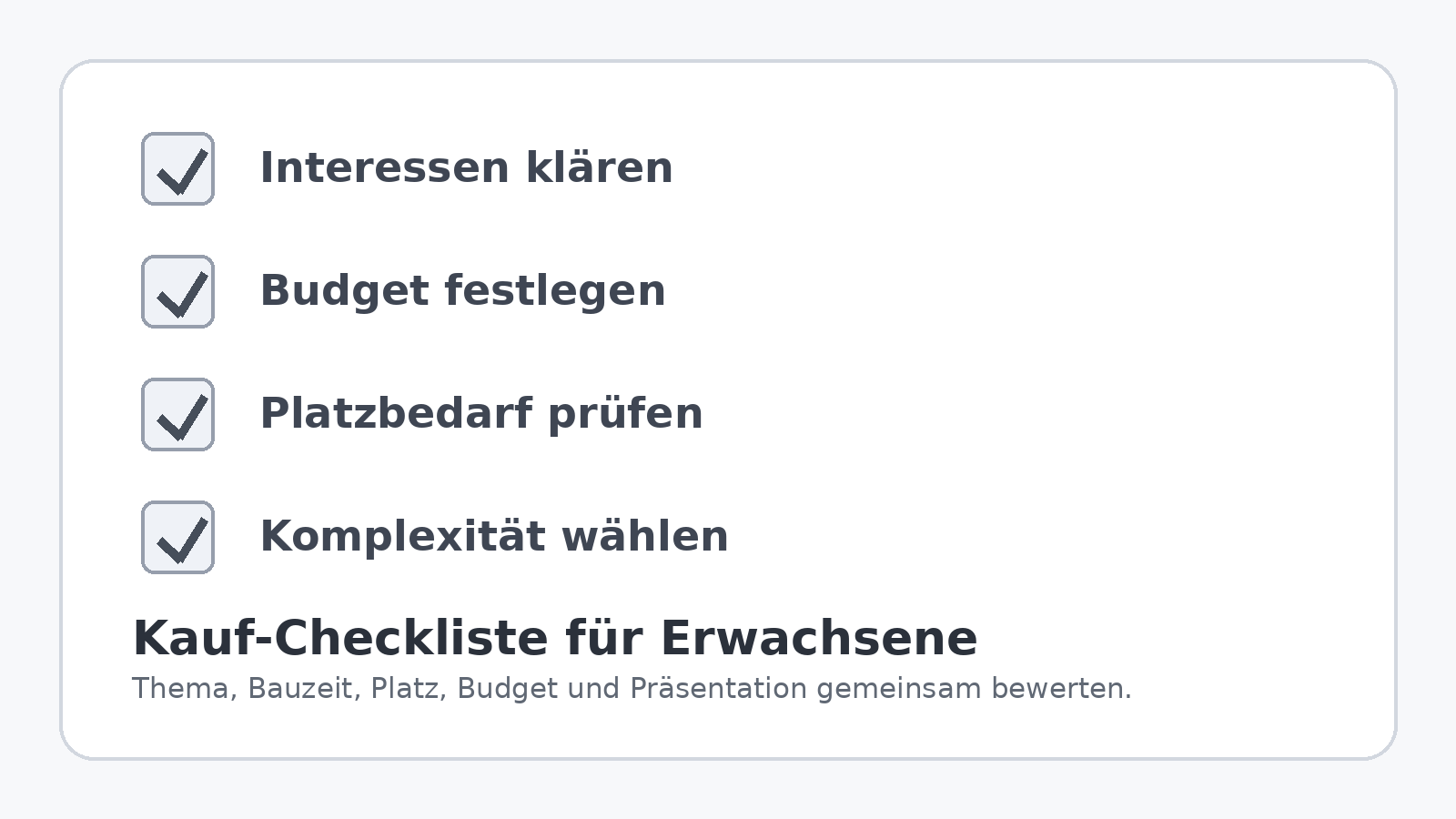 Kaufcheckliste für LEGO Sets für Erwachsene