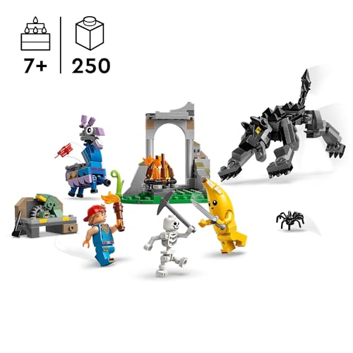 LEGO Fortnite Das Lager von Schali und der Zündkerzenkünstlerin Gaming Spielzeug - Vorratslama und Wolf - 3 Minifiguren & Lagerfeuer - Gamer Geschenk für Jungen, Mädchen und Fans ab 7 Jahren - 77075 - 2