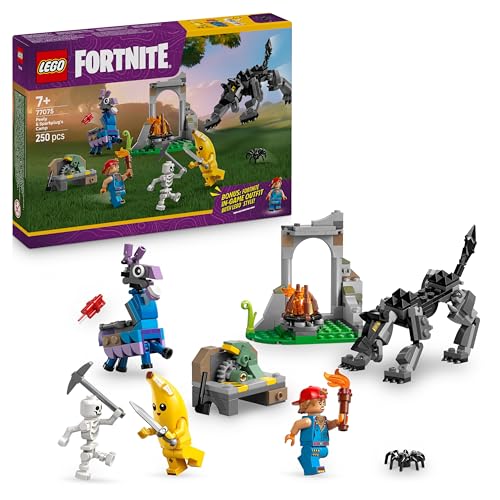 LEGO Fortnite Das Lager von Schali und der Zündkerzenkünstlerin Gaming Spielzeug - Vorratslama und Wolf - 3 Minifiguren & Lagerfeuer - Gamer Geschenk für Jungen, Mädchen und Fans ab 7 Jahren - 77075 - 1