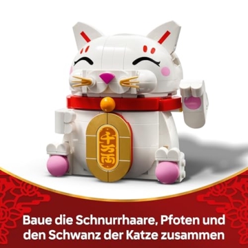 LEGO Glückskatze - Bauset für Erwachsene - Modellbau mit Tierfigur mit winkender Pfote sowie Goldmünze - Katzenfigur zum Bauen - DIY Deko Set - Kreatives Geschenk für Kinder & Erwachsene - 40813 - 5