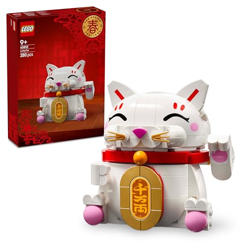 LEGO Glückskatze - Bauset für Erwachsene - Modellbau mit Tierfigur mit winkender Pfote sowie Goldmünze - Katzenfigur zum Bauen - DIY Deko Set - Kreatives Geschenk für Kinder & Erwachsene - 40813 - 1