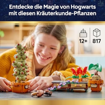 LEGO Harry Potter Schloss Hogwarts: Kräuterkunde-Pflanzen - interaktives Spielzeug - künstliche Topfpflanzen mit Blumen - DIY Deko - Geschenk für Mädchen, Jungen & Teenager-Fans ab 12 Jahren - 76474 - 2