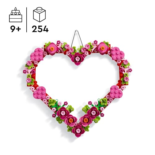 LEGO Iconic Herz-Deko - Spielzeug für Kinder - Geschenk für Mädchen und Jungen ab 9 Jahren - Deko Wohnzimmer - Geschenkidee zum Geburtstag - Modellbau Herz Ornament zum Bauen und Ausstellen 40638 - 2