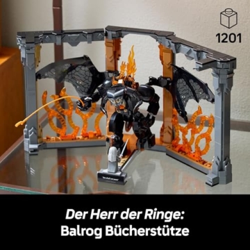 LEGO Icons Der Herr der Ringe: Balrog Bücherstütze - DIY Bücherregal Deko mit Gandalf dem Grauen Minifigur & Drachenfigur - Sammlerstück & Geschenk für Fans - 10367 - 2