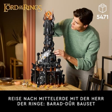 LEGO Icons Der Herr der Ringe: Barad-dûr, Bauset für Erwachsene mit den Minifiguren Sauron, Gothmog, Ork, Frodo, Sam und Gollum, Erinnerungsstück zum Film, Sammlerstück für Fans 10333 - 2