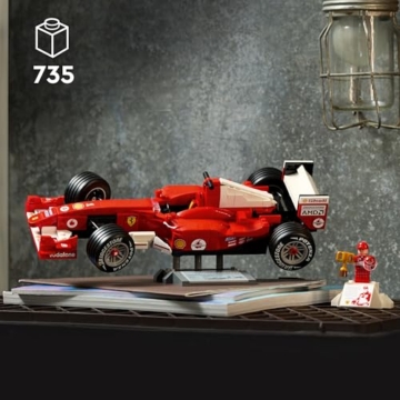 LEGO Icons Ferrari F2004 und Michael Schumacher - F1 Rennwagen Modellbau für Erwachsene - F1 Modellauto Set mit V10-Motor & sammelbarer Fahrer Minifigur - Formel 1 Geschenk zum Vatertag - 11375 - 2